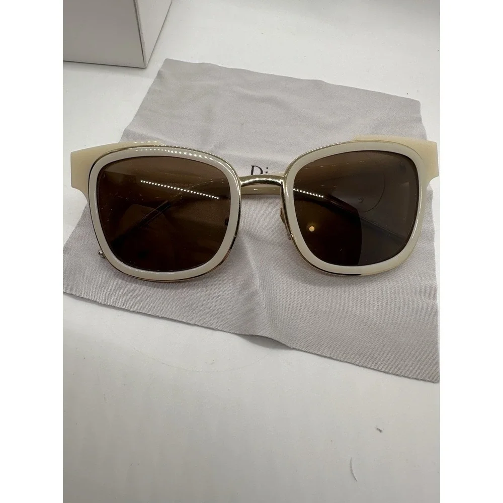 Christian Dior Very Dior 2N Ivory Sunglasses Brown Lenses w‎ Box Pouch